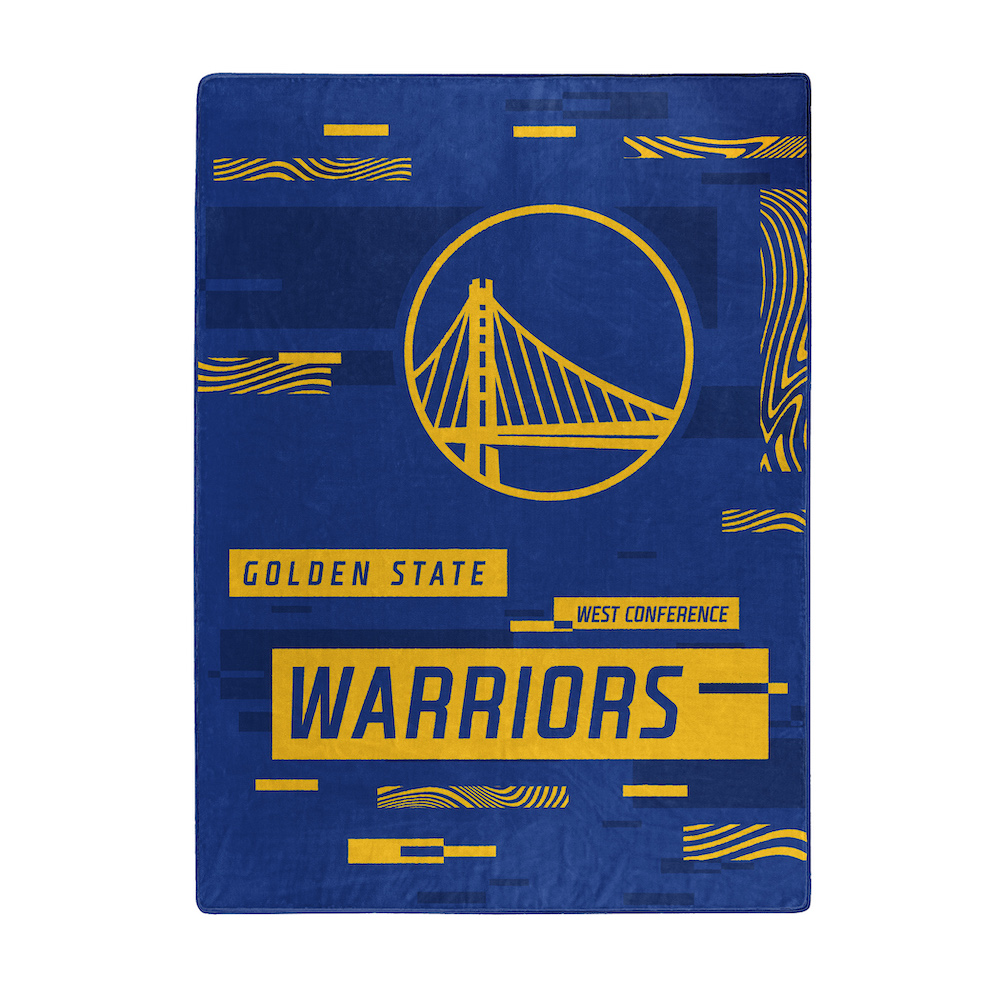 Golden State Warriors Large Plush Fleece Raschel Blanket 60 x 80