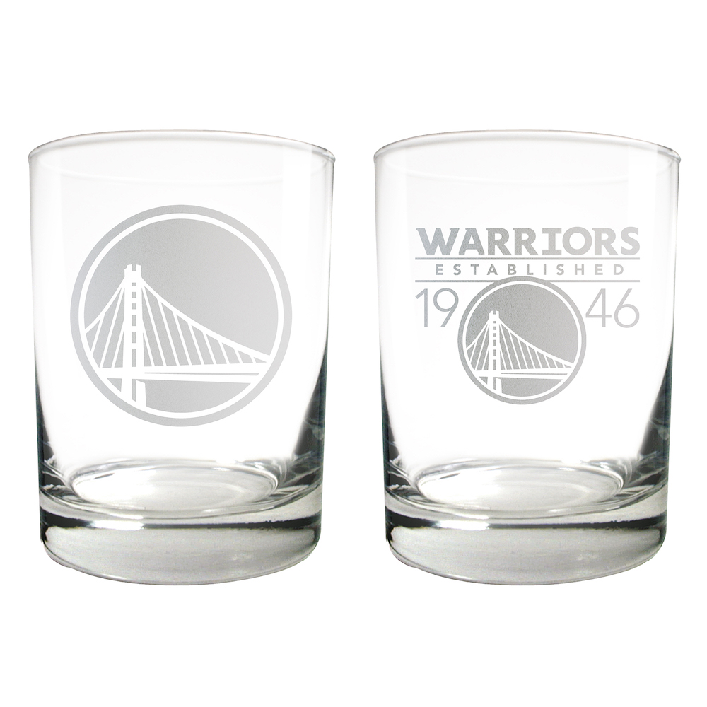 Golden State Warriors 2pc Rocks Glass Set