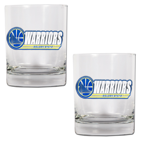 Golden State Warriors NBA Logo 2pc Rocks Glass Set