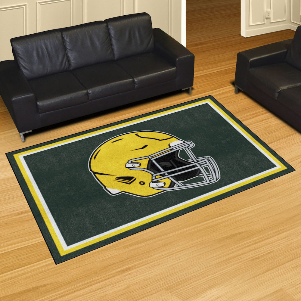 Green Bay Packers 5x8 Area Rug - Throwback Helmet Logo