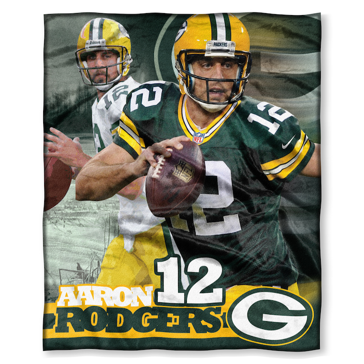 Green Bay Packers Aaron Rodgers Silk Touch Throw Blanket 50 x 60