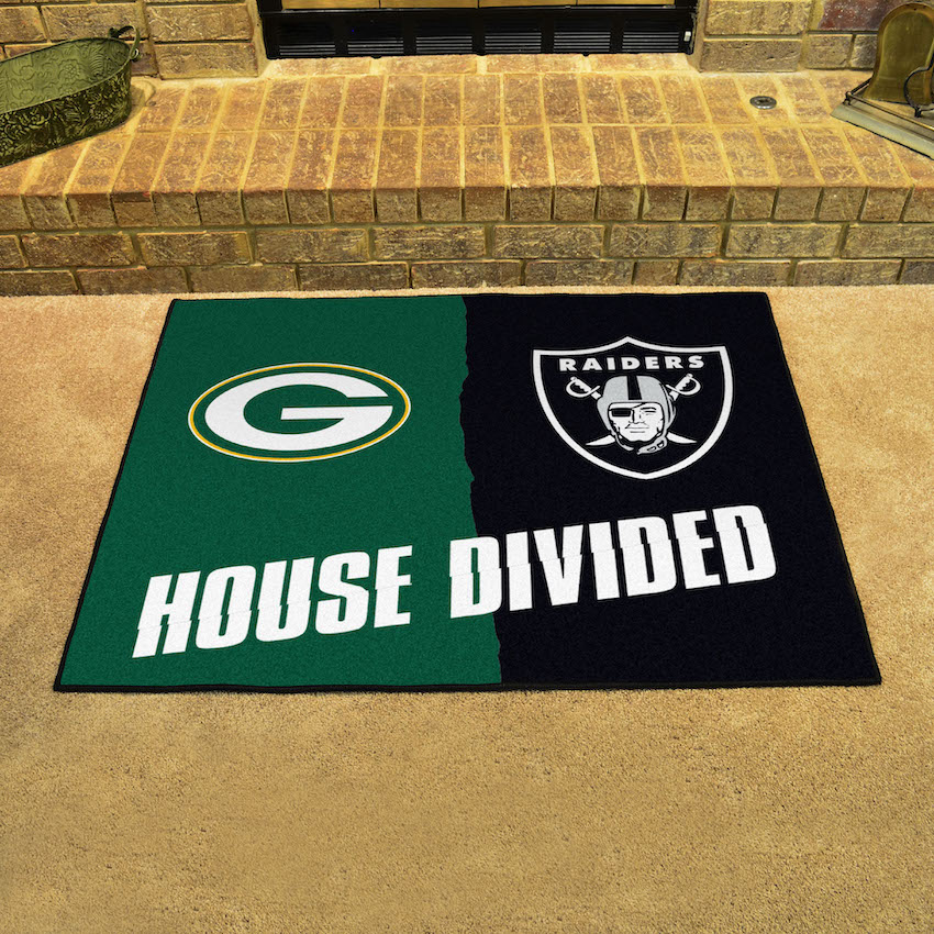 NFL House Divided Rivalry Rug Green Bay Packers - Las Vegas Raiders