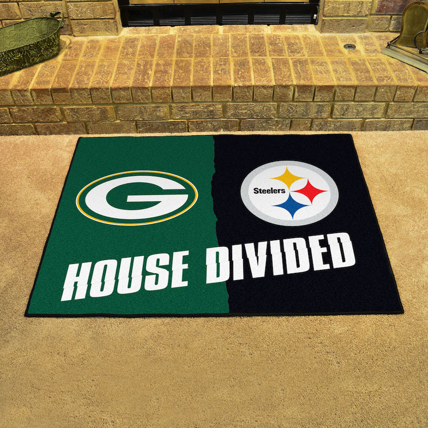 NFL House Divided Rivalry Rug Green Bay Packers - Pittsburgh Steelers