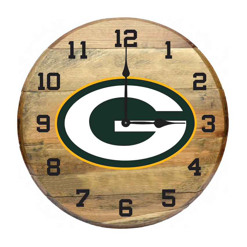 Green Bay Packers Oak Barrel Clock