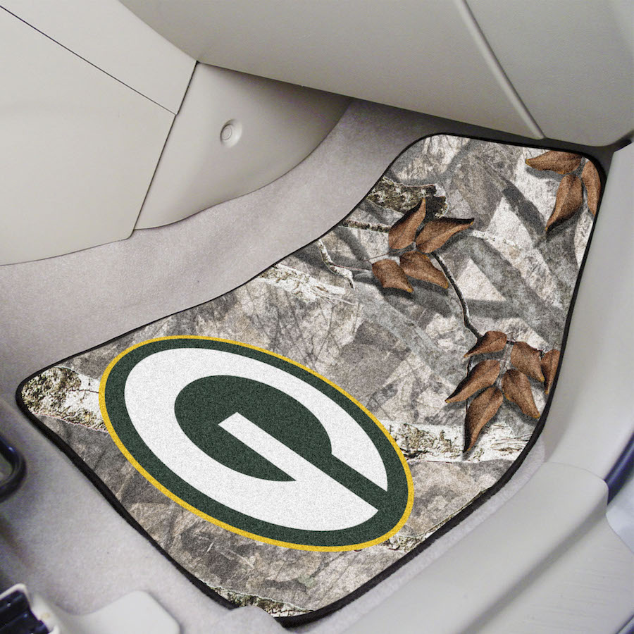 Green Bay Packers Carpeted Camouflage Car Floor Mats 18 x 27 inch