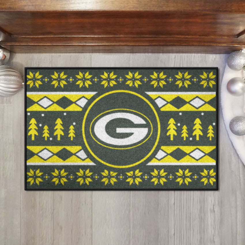 Green Bay Packers Holiday Sweater Themed 20 x 30 STARTER Floor Mat