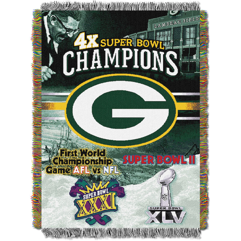 Green Bay Packers Commemorative Super Bowl Tapestry Throw