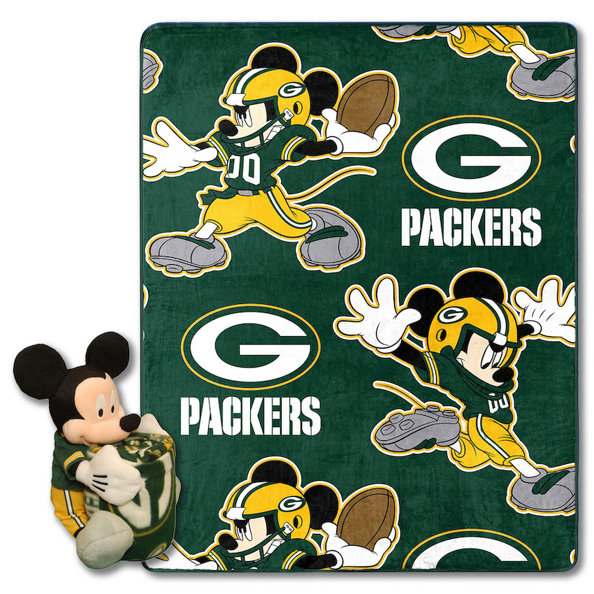 Green Bay Packers Disney Mickey Mouse Hugger and Silk Blanket Set