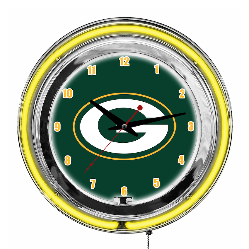 Green Bay Packers Chrome NEON Clock 14 inch