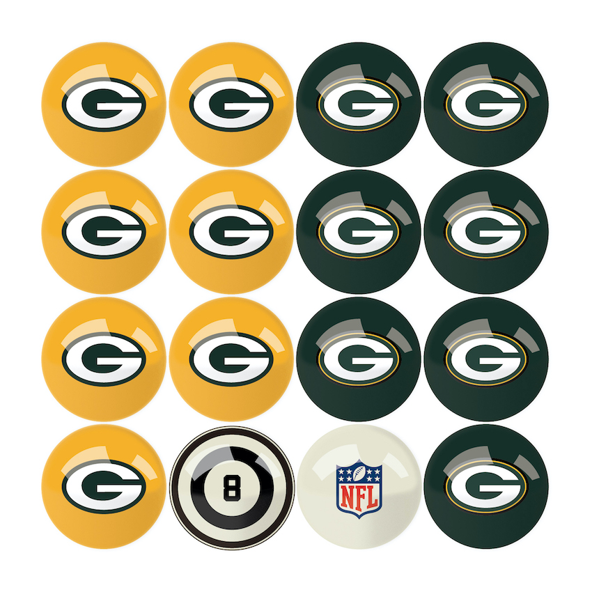 Green Bay Packers Billiard Ball Set with Numbers