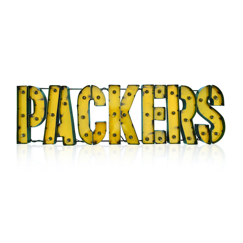 Green Bay Packers Recycled Metal Light Sign