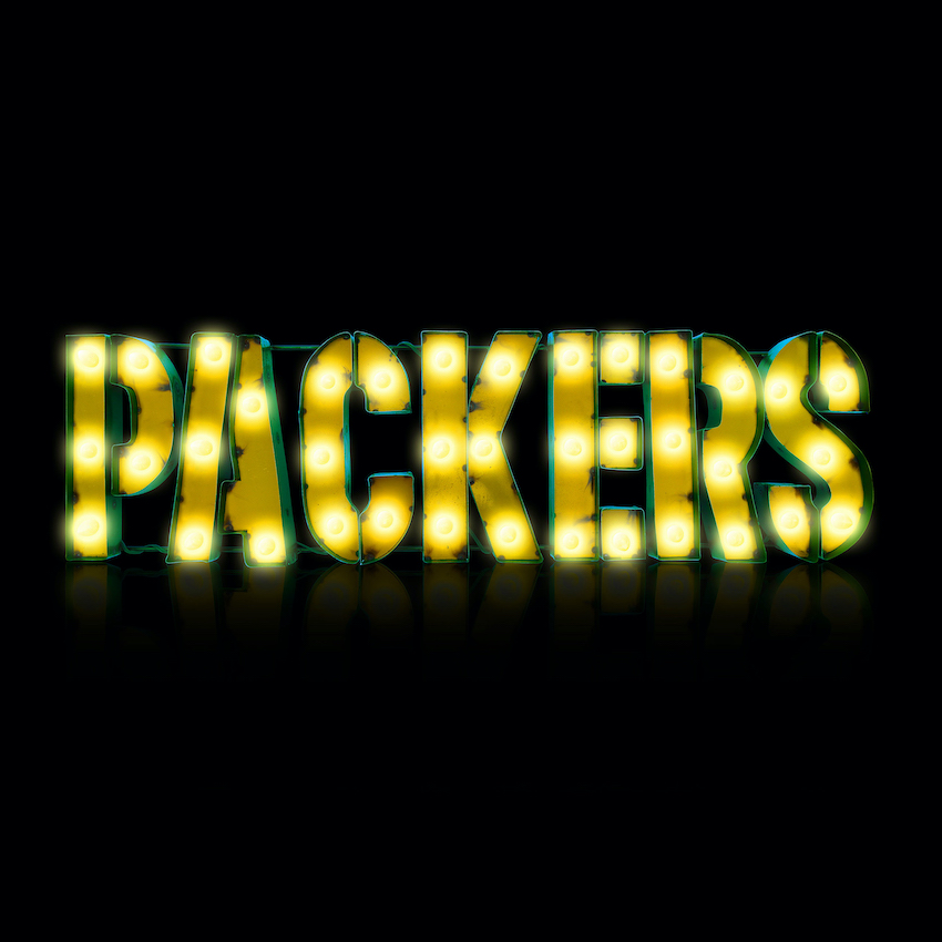 Green Bay Packers Recycled Metal Light Sign