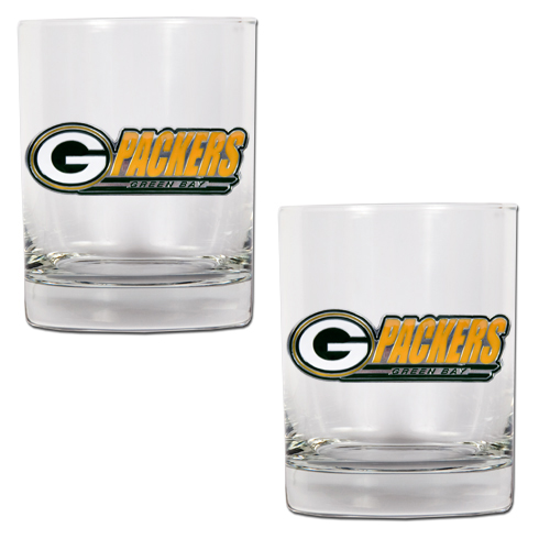 Green Bay Packers NFL Logo 2pc Rocks Glass Set