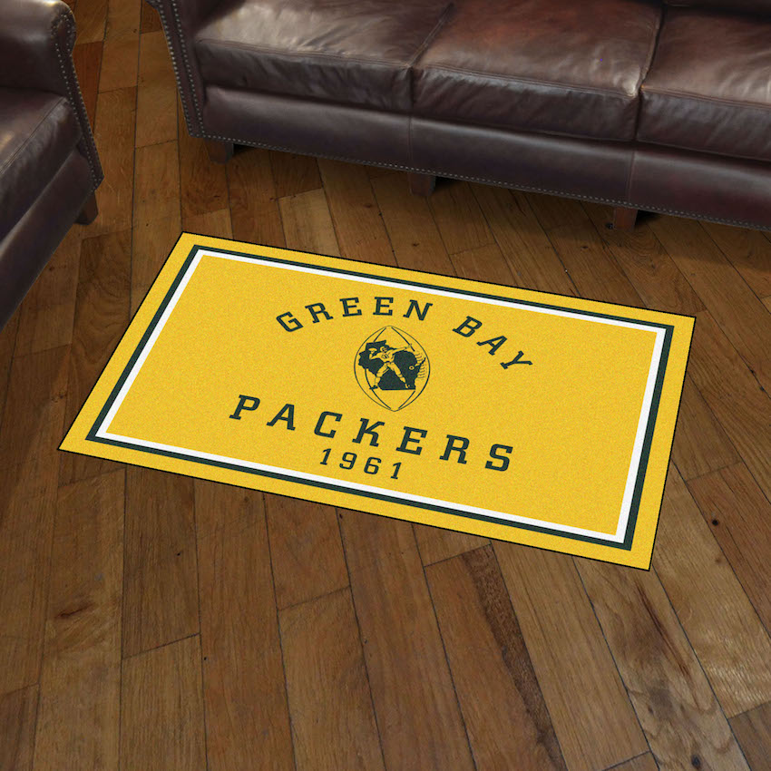 Green Bay Packers Vintage 3x5 Area Rug Throwback Logo