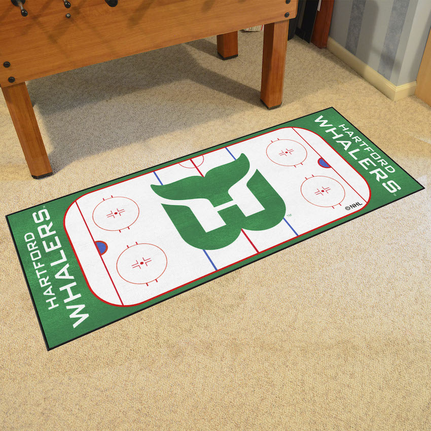 Hartford Whalers Vintage 30 x 72 Hockey Rink Carpet Runner - Throwback Logo