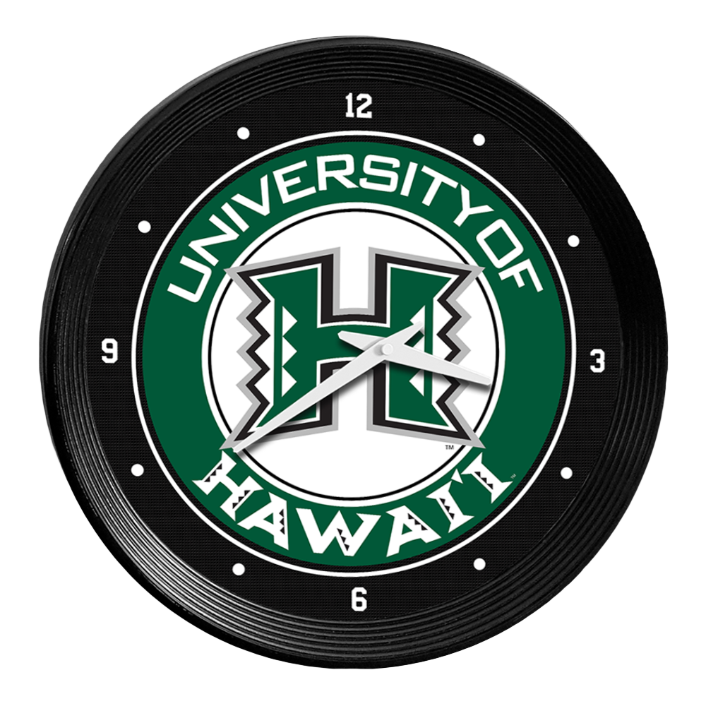 Hawaii Warriors Ribbed Frame Wall Clock