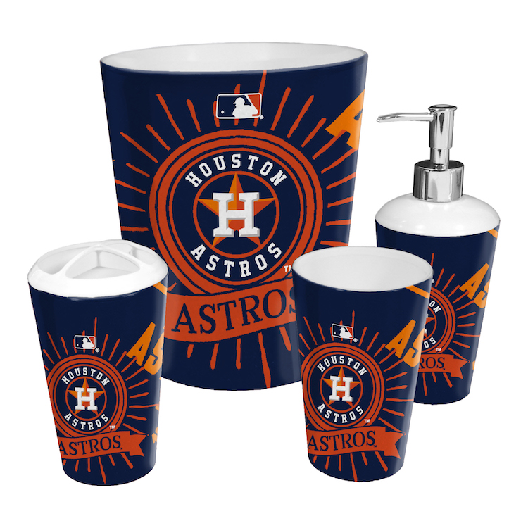 Houston Astros 4 Piece Bathroom Accessory Set