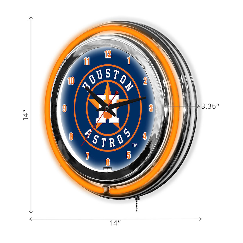 Houston Astros Chrome NEON Clock 14 inch