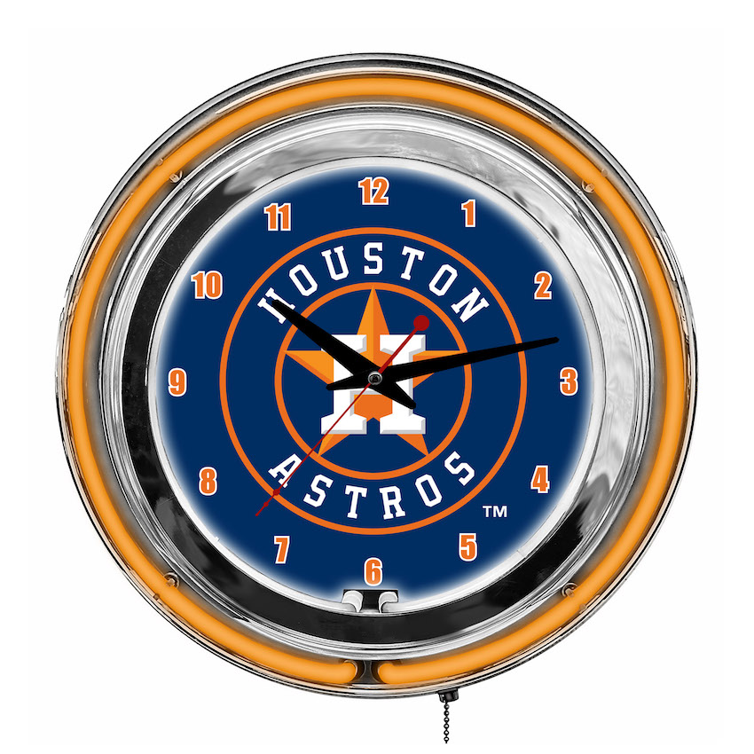 Houston Astros Chrome NEON Clock 14 inch