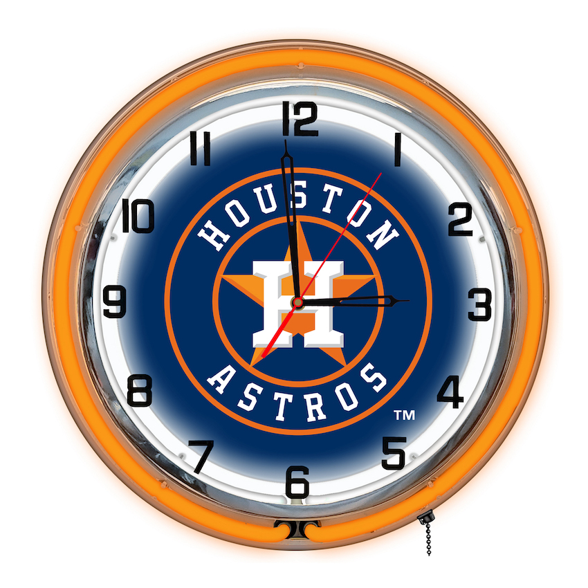 Houston Astros Chrome NEON Clock 18 inch