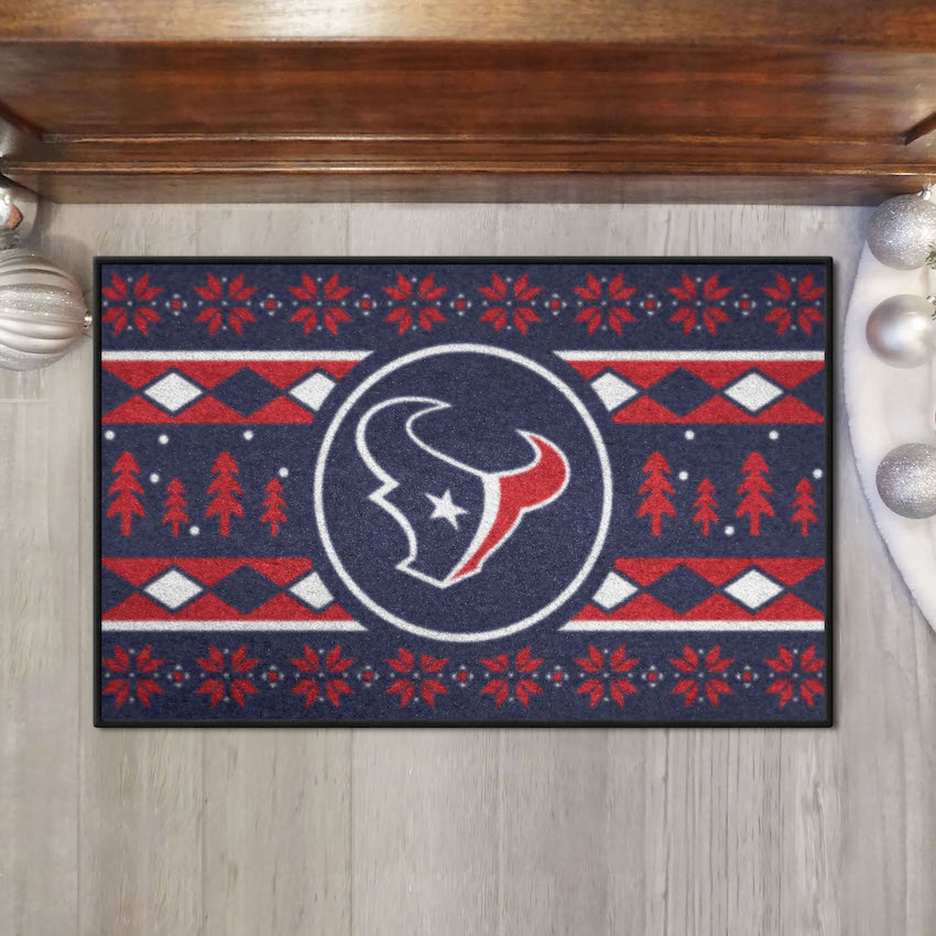 Houston Texans Holiday Sweater Themed 20 x 30 STARTER Floor Mat