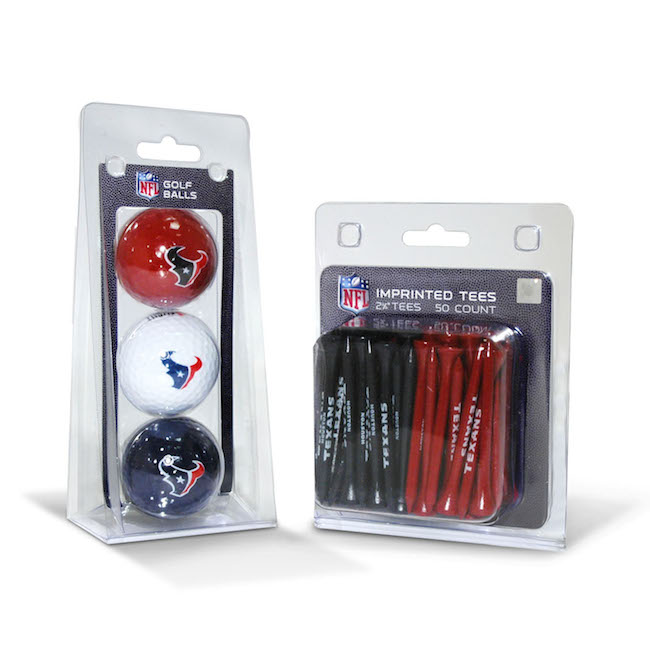 Houston Texans 3 Ball Pack and 50 Tee Pack