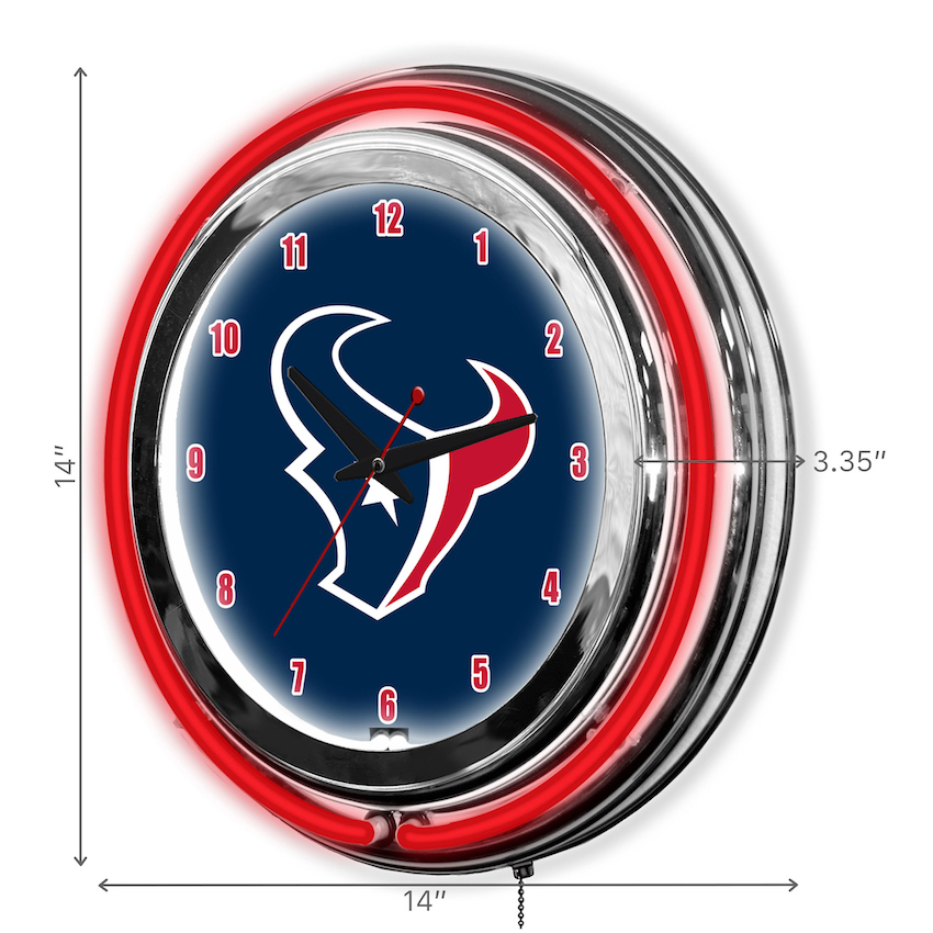 Houston Texans Chrome NEON Clock 14 inch