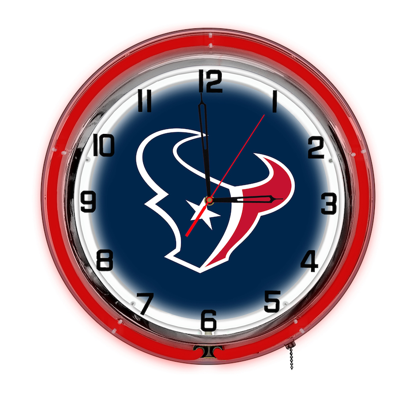 Houston Texans Chrome NEON Clock 18 inch