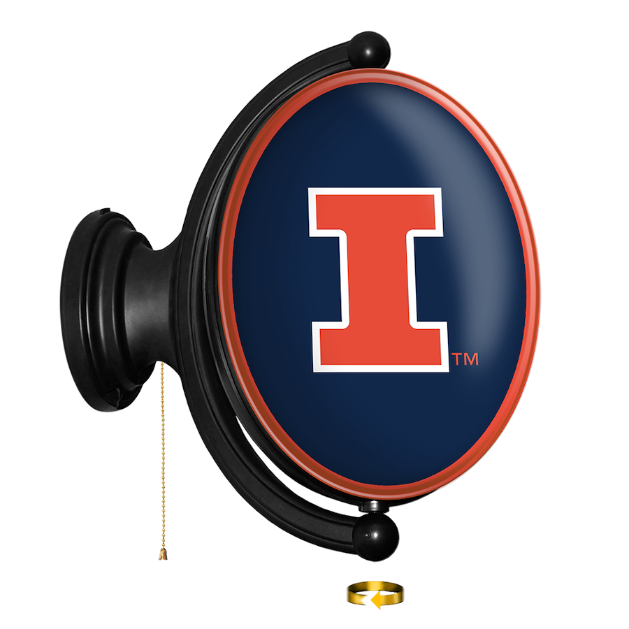 Illinois Fighting Illini LED Rotating Wall Sign ~ OVAL