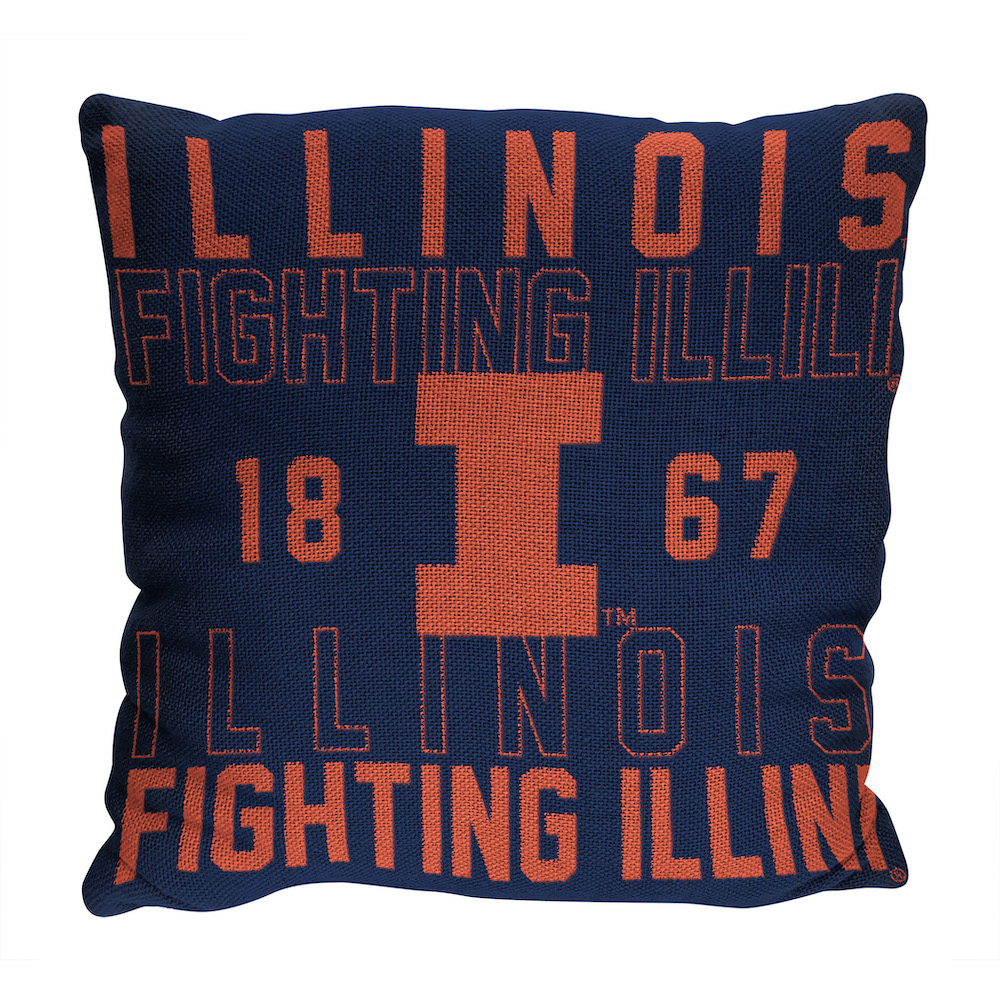 Illinois Fighting Illini Stacked 20 x 20 Woven Pillow