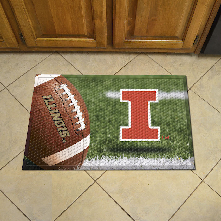 Illinois Fighting Illini Ball Style SCRAPER Door Mat