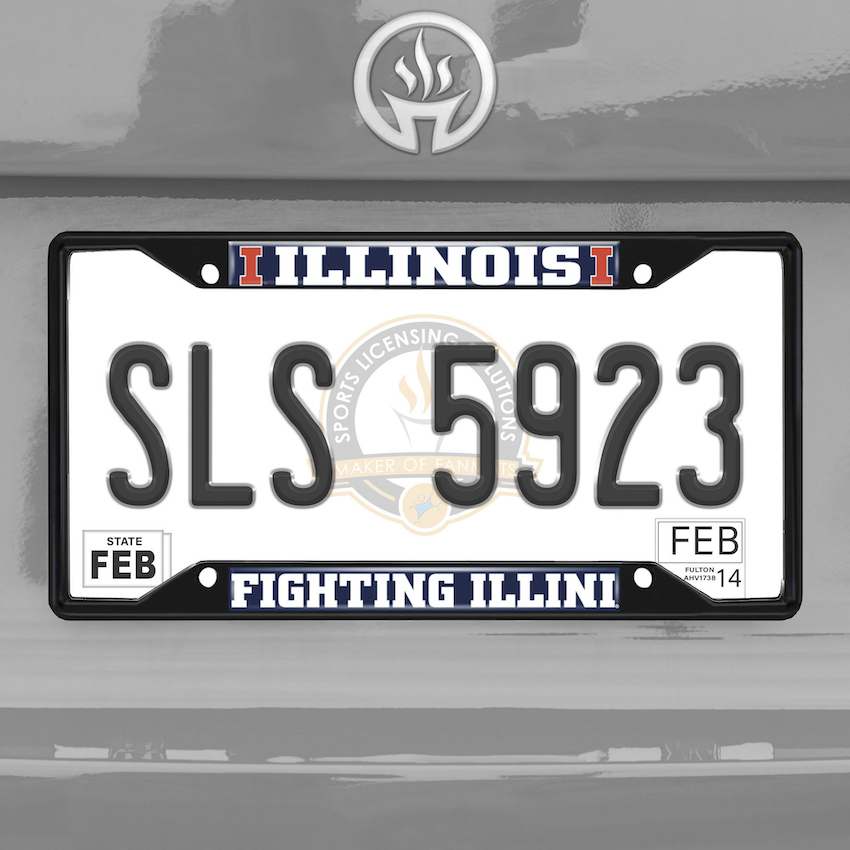 Illinois Fighting Illini Black License Plate Frame