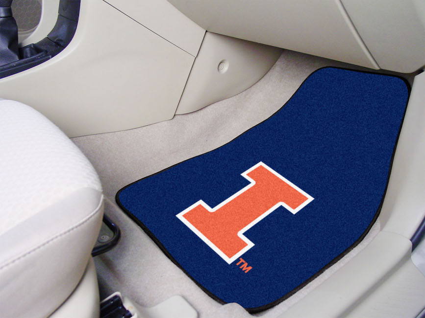 Illinois Fighting Illini Car Floor Mats 18 x 27 Carpeted-Pair