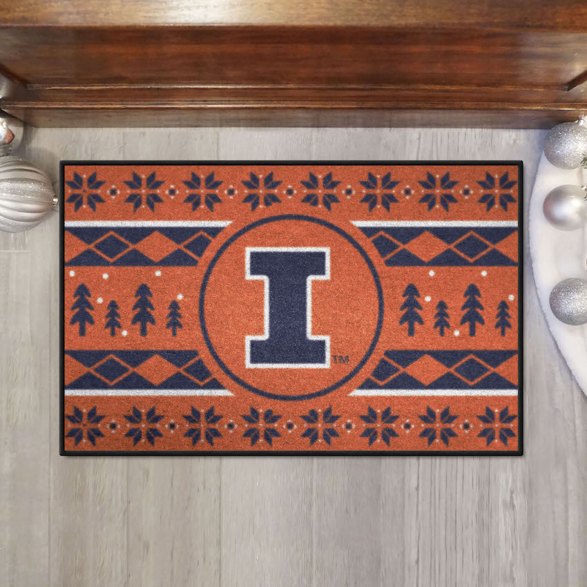 Illinois Fighting Illini HOLIDAY SWEATER 20 x 30 STARTER Floor Mat