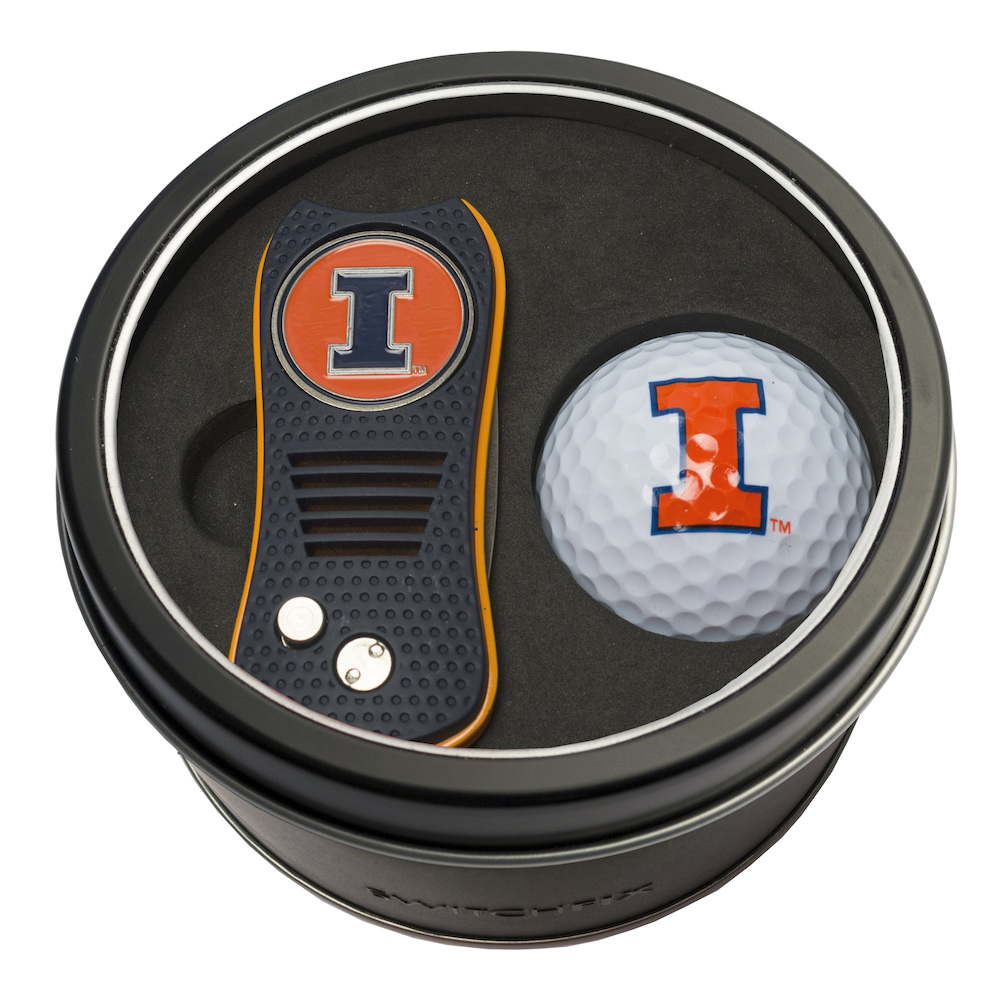 Illinois Fighting Illini Switchblade Divot Tool and Golf Ball Gift Pack