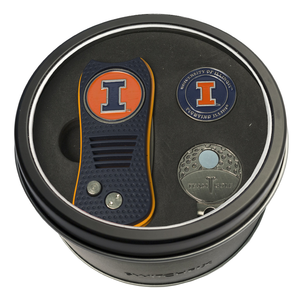 Illinois Fighting Illini Switchblade Divot Tool Cap Clip and Ball Marker Gift Pack