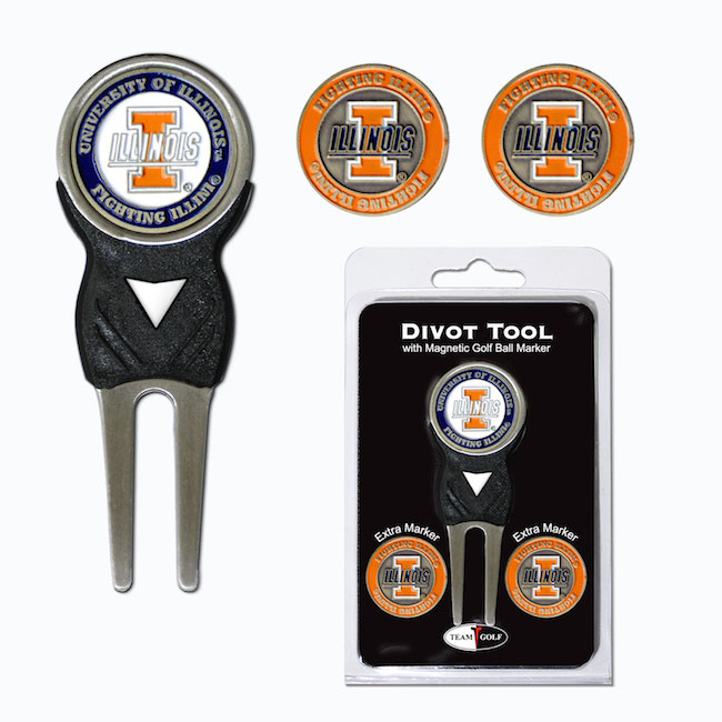 Illinois Fighting Illini 3 Marker Signature Divot Tool Pack