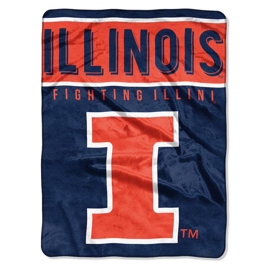 Illinois Fighting Illini Large Plush Fleece OVERTIME 60 x 80 Blanket