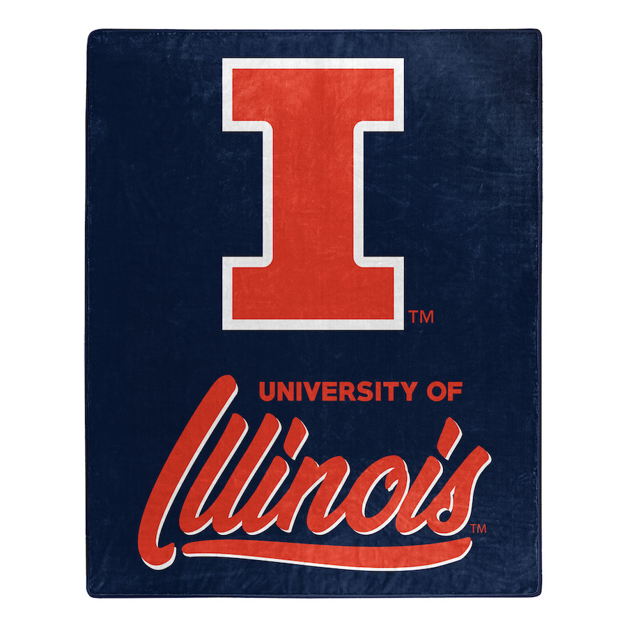 Illinois Fighting Illini Plush Fleece Raschel Blanket 50 x 60