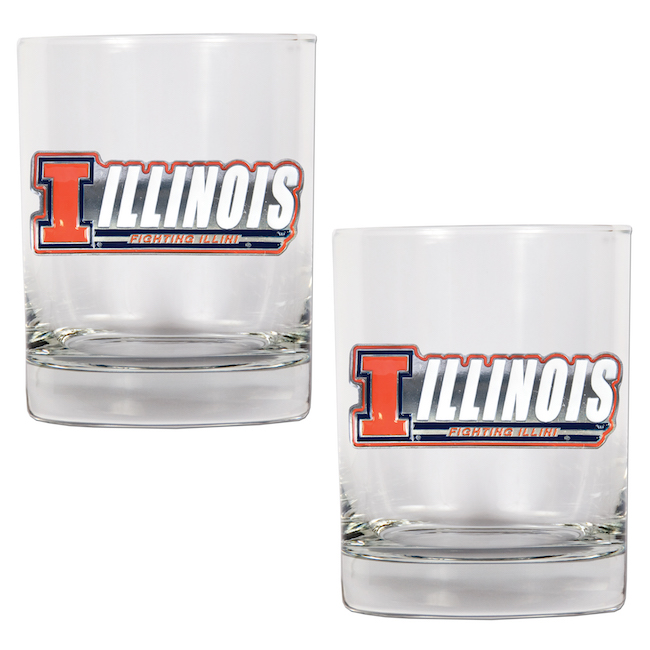 Illinois Fighting Illini NCAA Logo 2pc Rocks Glass Set