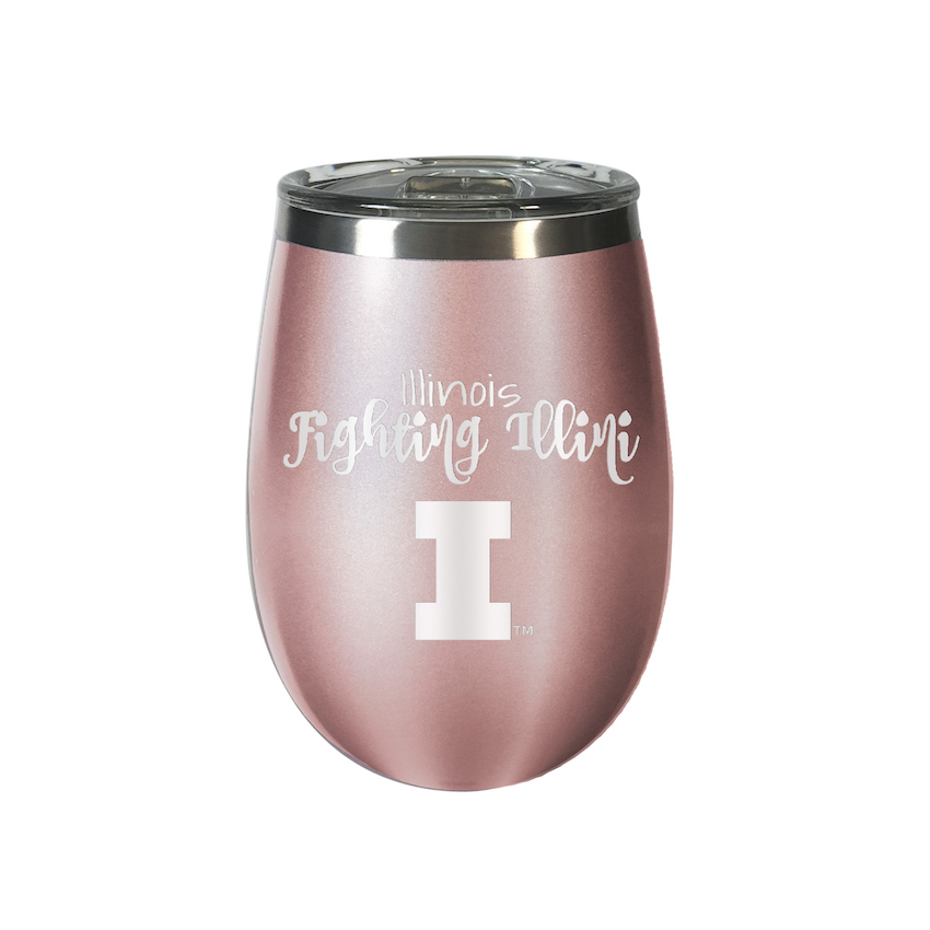 Illinois Fighting Illini 10 oz Rose Gold Wine Tumbler