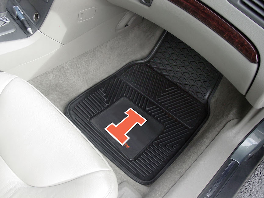 Illinois Fighting Illini Car Floor Mats 18 x 27 Heavy Duty Vinyl Pair