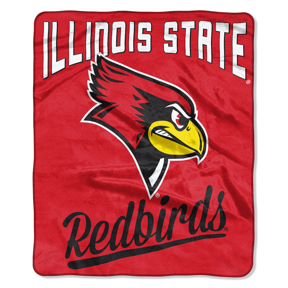 Illinois State Redbirds Plush Fleece Raschel Blanket 50 x 60