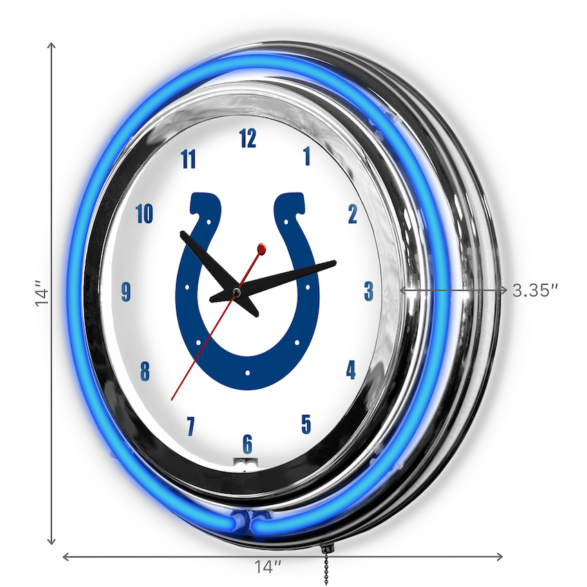 Indianapolis Colts Chrome NEON Clock 14 inch