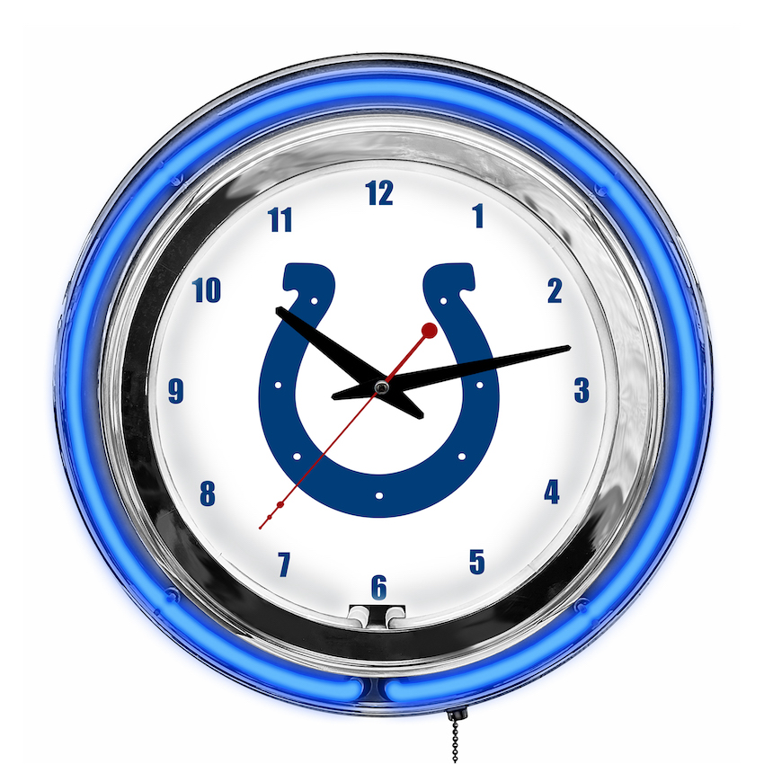 Indianapolis Colts Chrome NEON Clock 14 inch