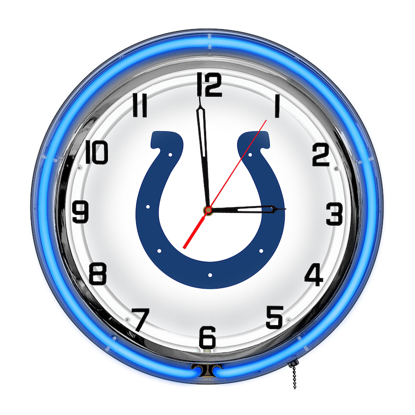 Indianapolis Colts Chrome NEON Clock 18 inch