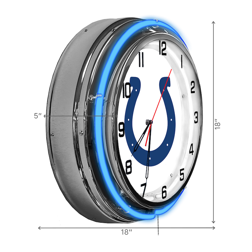 Indianapolis Colts Chrome NEON Clock 18 inch