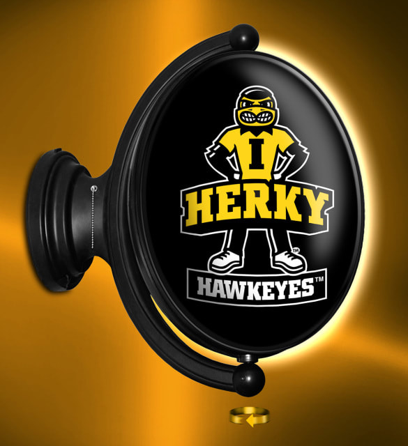 Iowa Hawkeyes LED Rotating Wall Sign ~ HERKY OVAL