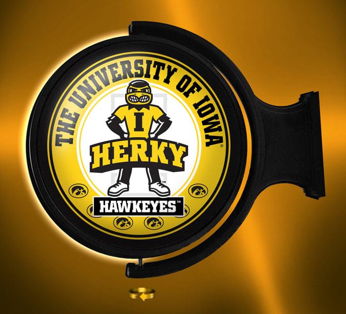 Iowa Hawkeyes LED Rotating Wall Sign ~ MACOT HERKY