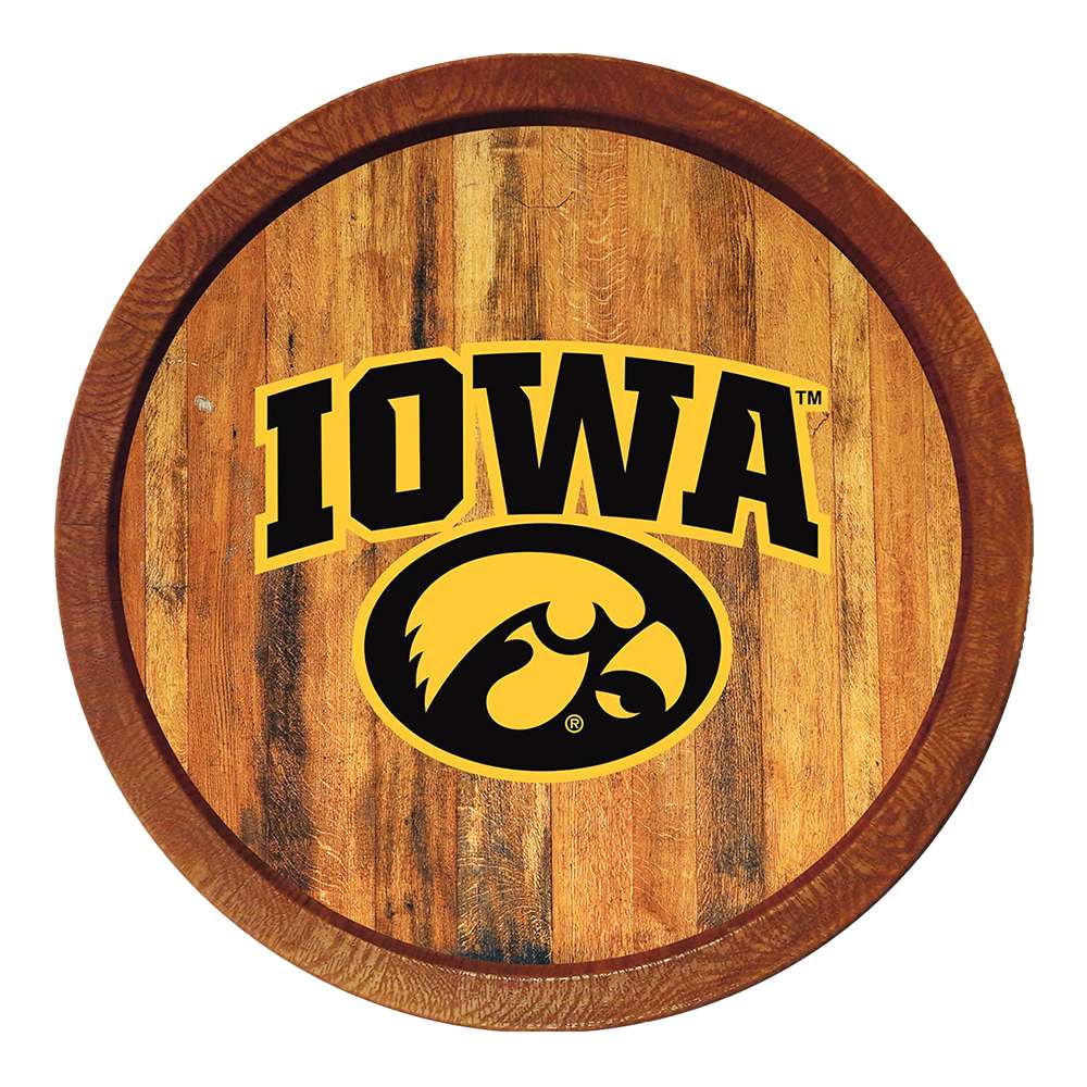 Iowa Hawkeyes FAUX Barrel Top Sign